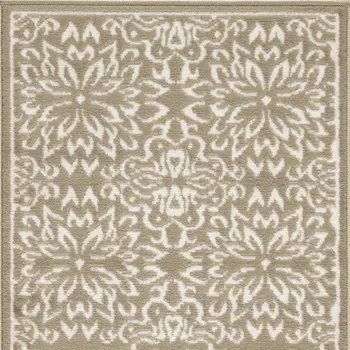 2' X 4' Taupe and Ivory Floral Area Rug