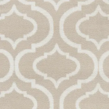 7' Beige and Ivory Trellis Runner Rug