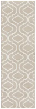 7' Beige and Ivory Trellis Runner Rug