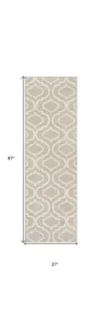 7' Beige and Ivory Trellis Runner Rug