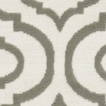 7' Ivory and Green Trellis Runner Rug