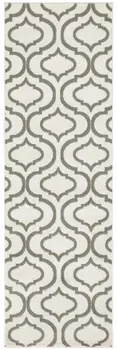 7' Ivory and Green Trellis Runner Rug