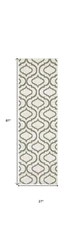 7' Ivory and Green Trellis Runner Rug