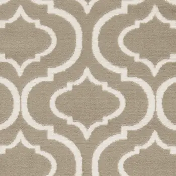 7' Taupe and Ivory Trellis Runner Rug