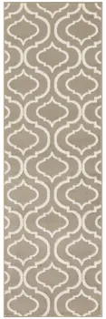 7' Taupe and Ivory Trellis Runner Rug