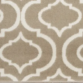 7' Taupe and Ivory Trellis Runner Rug