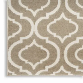 7' Taupe and Ivory Trellis Runner Rug