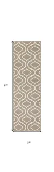 7' Taupe and Ivory Trellis Runner Rug