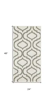 2' X 4' Ivory and Green Trellis Area Rug