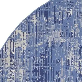 6' Ivory and Blue Floral Runner Rug