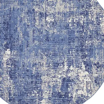 6' Ivory and Blue Floral Runner Rug