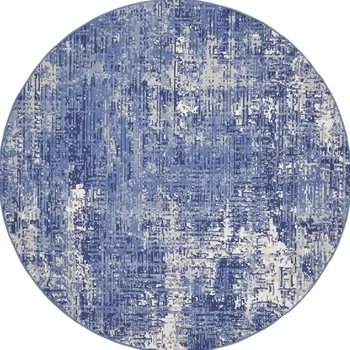 6' Ivory and Blue Floral Runner Rug