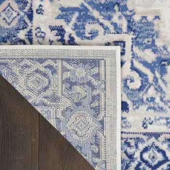 3' X 5' Ivory and Blue Medallion Area Rug