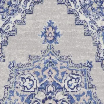 3' X 5' Gray and Blue Medallion Area Rug