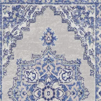 3' X 5' Gray and Blue Medallion Area Rug