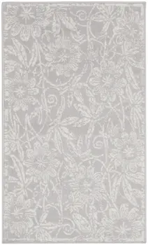3' X 5' Gray and Ivory Floral Distressed Area Rug
