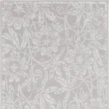 3' X 5' Gray and Ivory Floral Distressed Area Rug