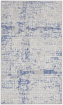 3' X 5' Ivory Blue and Gray Abstract Area Rug