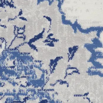 3' X 5' Ivory and Navy Blue Abstract Area Rug