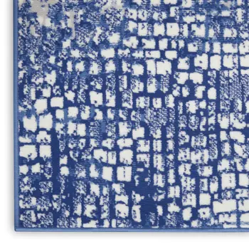 3' X 5' Ivory and Navy Blue Abstract Area Rug