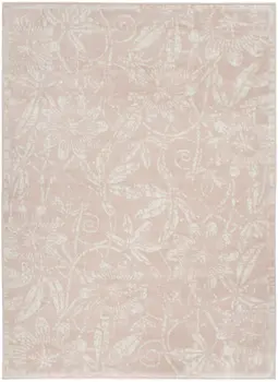 4' X 6' Pink and Ivory Floral Distressed Area Rug