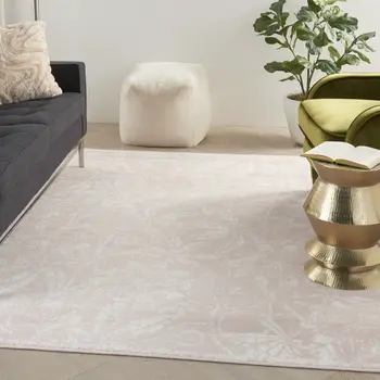4' X 6' Pink and Ivory Floral Distressed Area Rug
