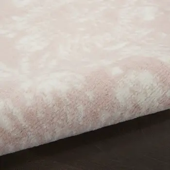 6' Pink and Ivory Floral Distressed Runner Rug