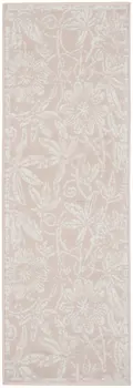 6' Pink and Ivory Floral Distressed Runner Rug