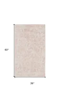 3' X 5' Pink and Ivory Floral Distressed Area Rug