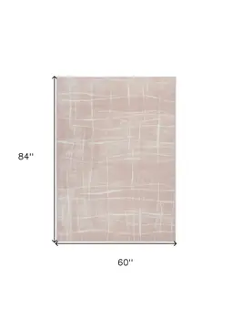 5' X 7' Pink and Ivory Abstract Geometric Area Rug