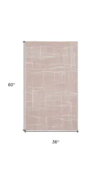 3' X 5' Pink and Ivory Abstract Geometric Area Rug