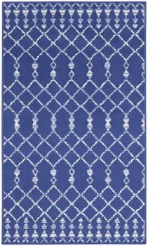 3' X 5' Navy Blue and Ivory Geometric Area Rug