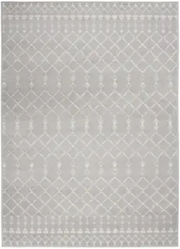 4' X 6' Gray and Ivory Geometric Area Rug