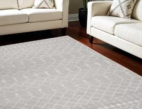 4' X 6' Gray and Ivory Geometric Area Rug