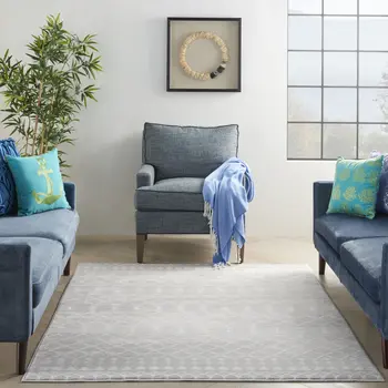 4' X 6' Gray and Ivory Geometric Area Rug