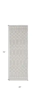 6' Gray and Ivory Geometric Runner Rug