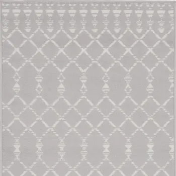 3' X 5' Gray and Ivory Geometric Area Rug