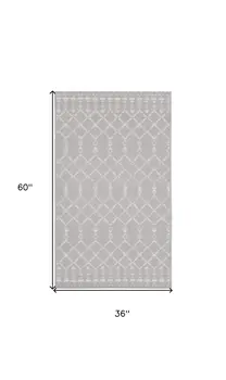 3' X 5' Gray and Ivory Geometric Area Rug