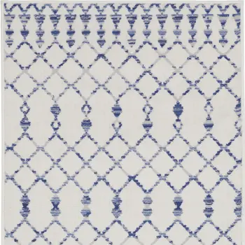 3' X 5' Ivory and Blue Geometric Area Rug