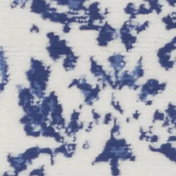 3' X 5' Ivory and Navy Blue Damask Distressed Area Rug