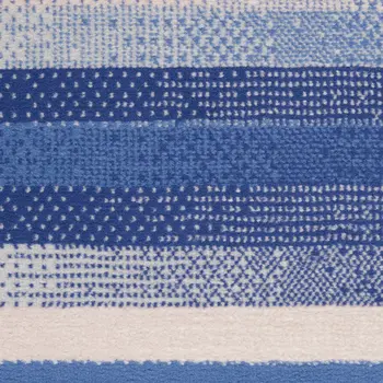 3' X 5' Ivory Tan and Blue Striped Area Rug