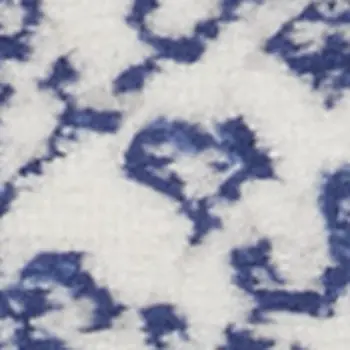 6' Ivory and Navy Blue Geometric Distressed Runner Rug