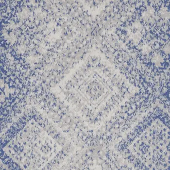 3' X 5' Blue and Ivory Geometric Distressed Area Rug