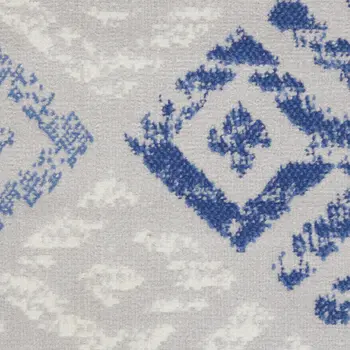 3' X 5' Beige Blue and Gray Geometric Area Rug