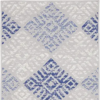 3' X 5' Beige Blue and Gray Geometric Area Rug