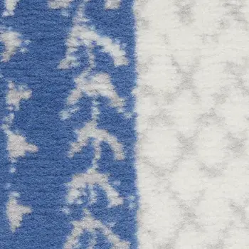 3' X 5' Ivory and Blue Geometric Distressed Area Rug