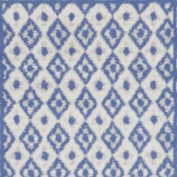 3' X 5' Ivory and Blue Geometric Distressed Area Rug