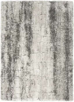 4' X 6' Charcoal and Ivory Abstract Shag Area Rug