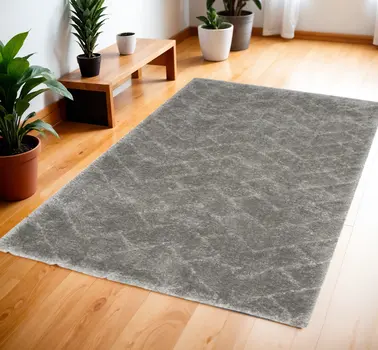 4' X 6' Gray Chevron Shag Area Rug