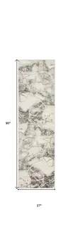 8' Ivory and Gray Abstract Non Skid Runner Rug